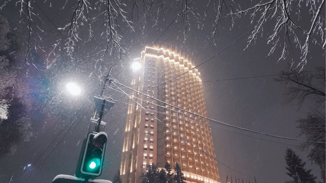 Almaty Snowfall Night Walk