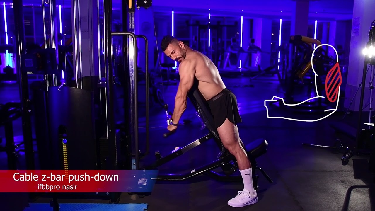 تراي بكرة z متكا اعلى المصطة بوش داون Cable z bar push down