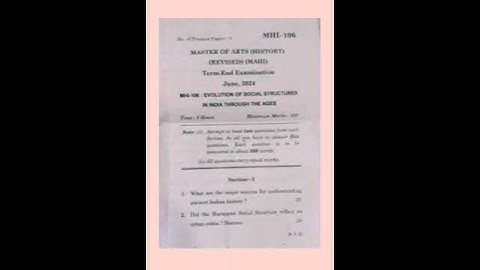 #IGNOU/ MHI- 106 / QUESTION PAPER JUNE- 2024...☺☺☺☺