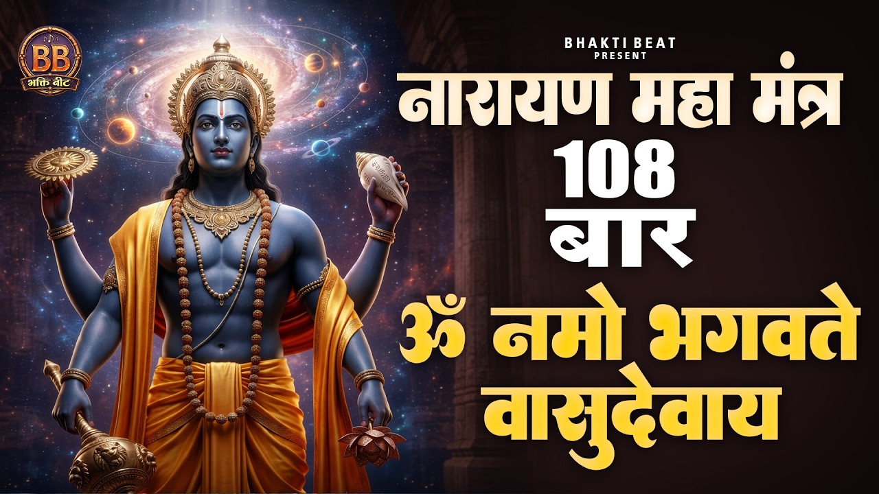 नारायण महा मंत्र(108 बार)ॐ नमो भगवते वासुदेवाय” मन की शांति,आत्म-शुद्धि, ईश्वर से जुड़ावसुख-समृद्धि