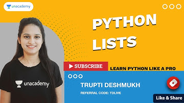 Python Lists | Learn Python Like a Pro | Trupti Deshmukh Ma