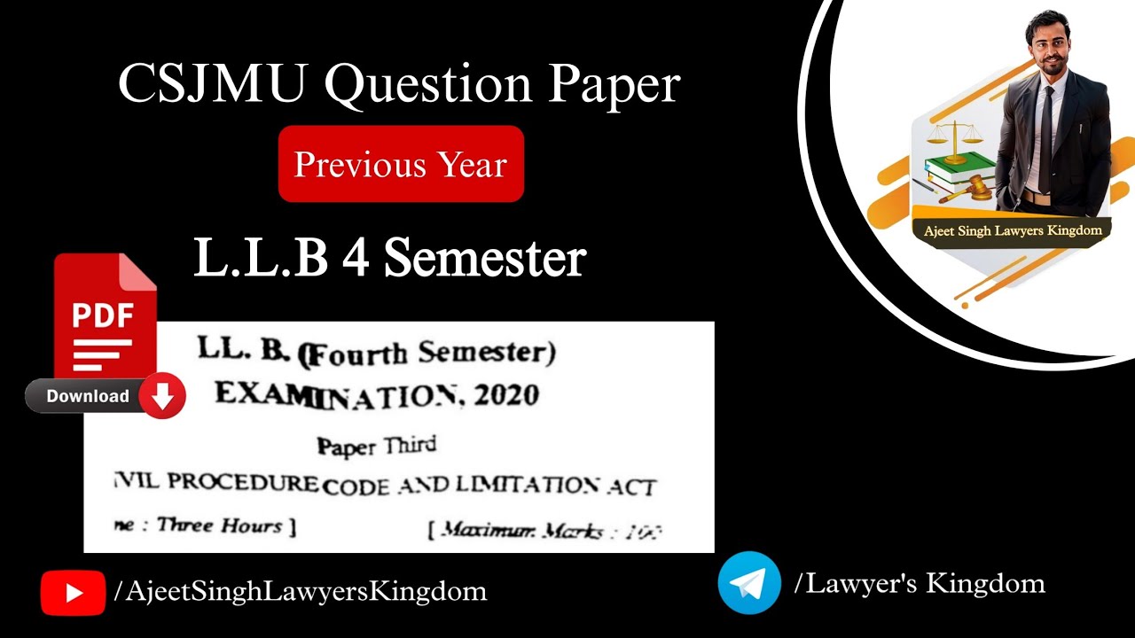 CPC | LLB 4 Semester Question Paper | Kanpur University | Previous ...