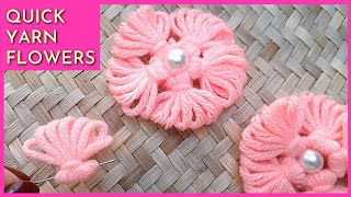 EASY DIY YARN FLOWERS | How to Make Wool Flowers with a Fork | CRAFT TUTORIAL