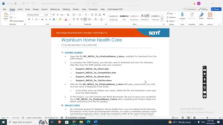 Module 7: SAM Project 1a | Washburn Home Health Care | COLLABORATING ON A REPORT #newperspectives