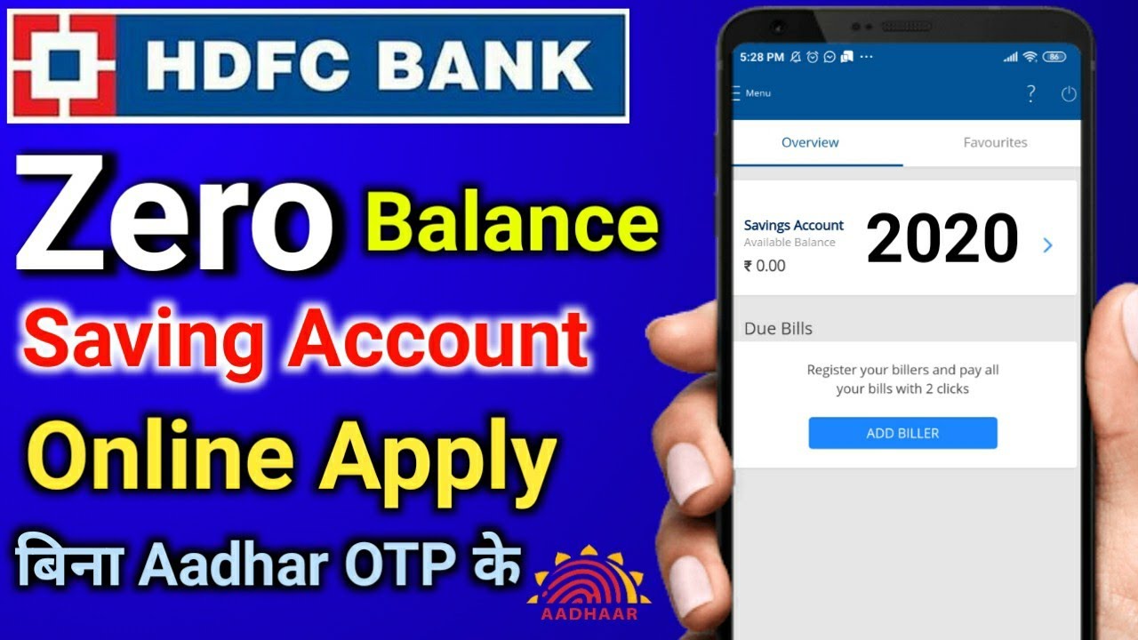 open zero balance account in hdfc bank