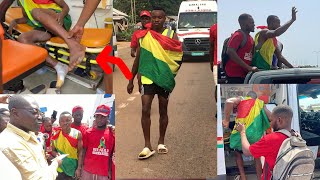 😱Walkathon guy walking frm Techiman finally arrives in Accra with his foot swollen🇬🇭