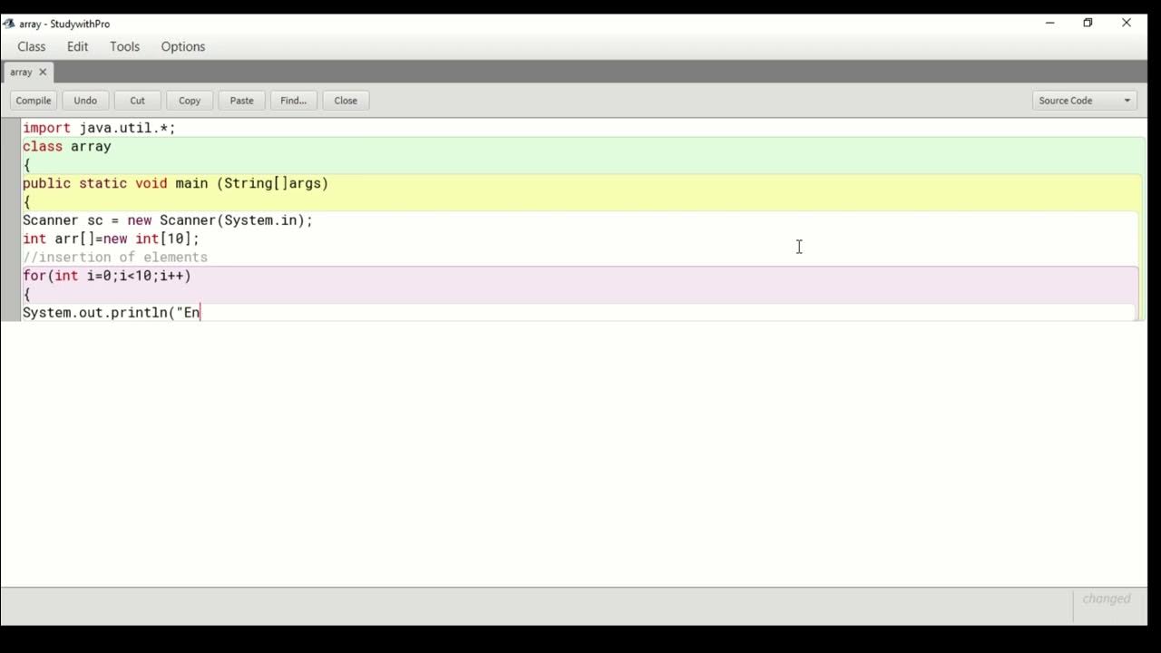 java program to create an array of integer type to store 10 integer ...