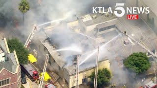 Crews battle structure fire in Pico-Robertson area of Los Angeles