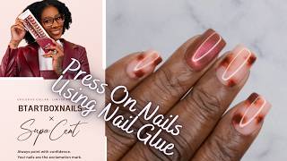 BTArtBox & Supa Cent Collab | How to Apply Press On Nails Using Nail Glue | BTArtBox Viral Press Ons
