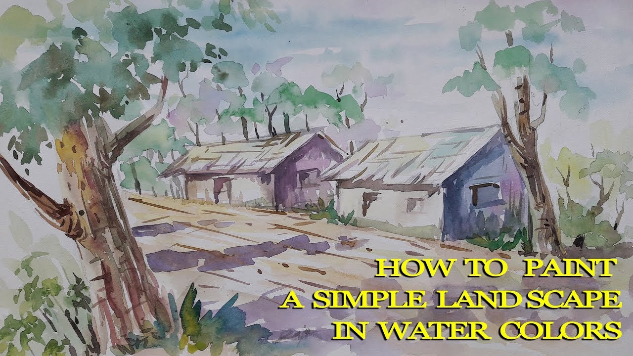 How to paint | simple land scape in water colors - YouTube