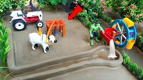 diy tractor making science project    concrete bridge  cow miniature   how to make slime part