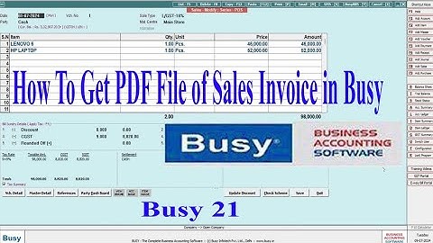 How to get pdf file in Busy 21 | Sales Invoice in PDF Format | Busy Tutorial in Hindi