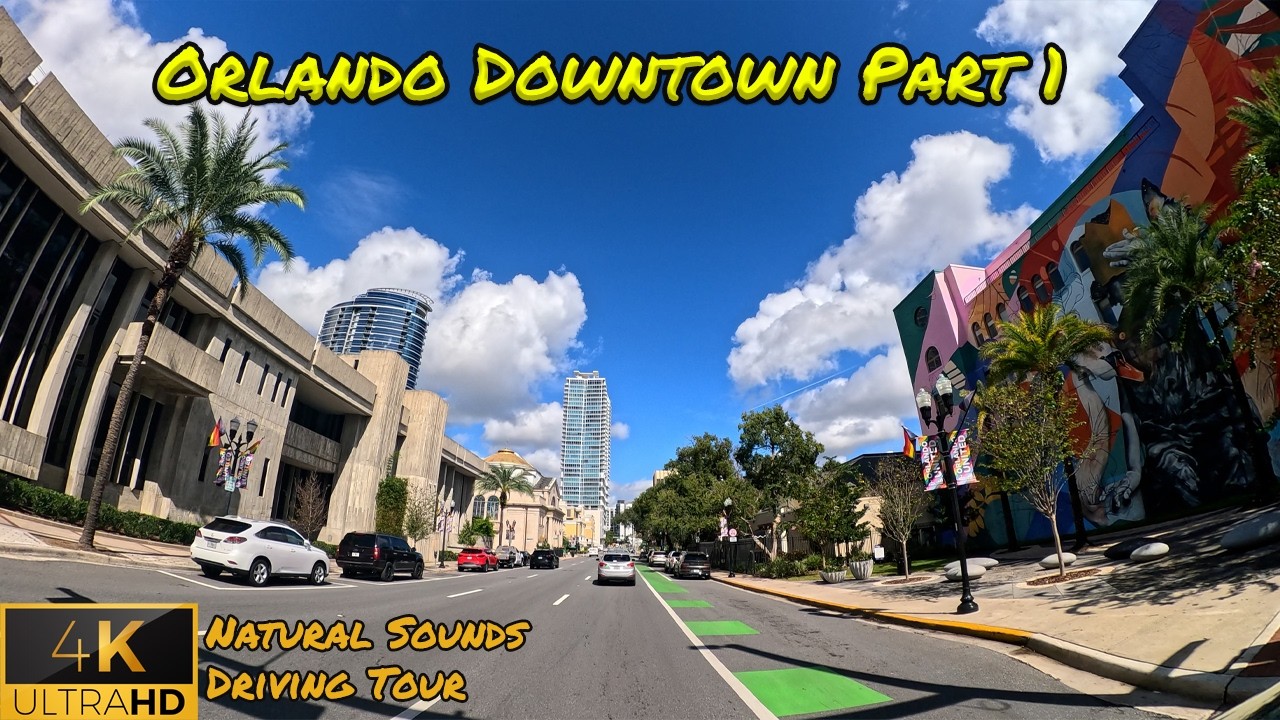 [4K DRIVE] Orlando Downtown Pt 1 | Natural Sounds, Tall Buildings, City Streets, Historic Homes