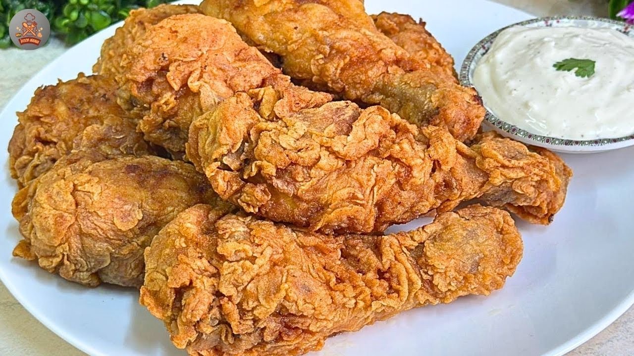 KFC Style Crispy Fried Chicken Recipe with Garlic Sauce | Fried Chicken Drumsticks 