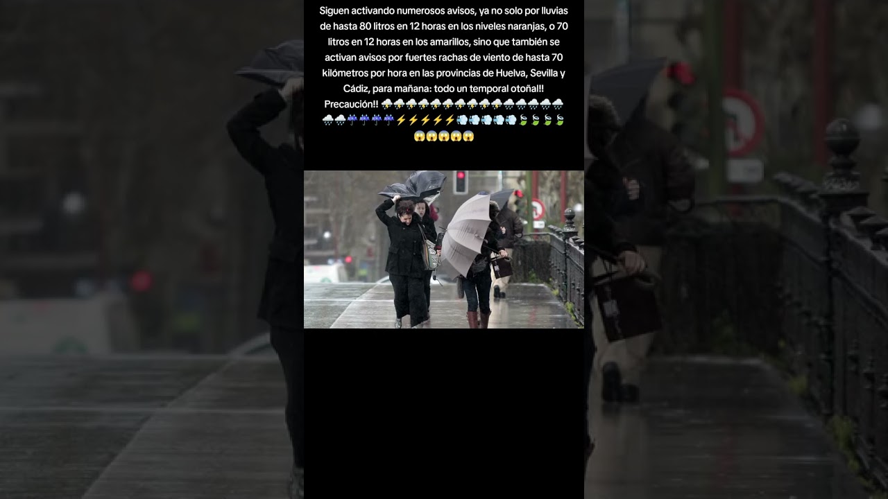 Se activan mas avisos por lluvias de 80 litros nivel naranja y 70 nivel amarillo, vientos. ⛈️☔⚡💨🍃😱
