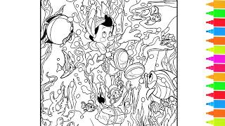 Coloring Pinocchio Is Underwater Looking For His Father Disney Pinocchio Coloring Pages