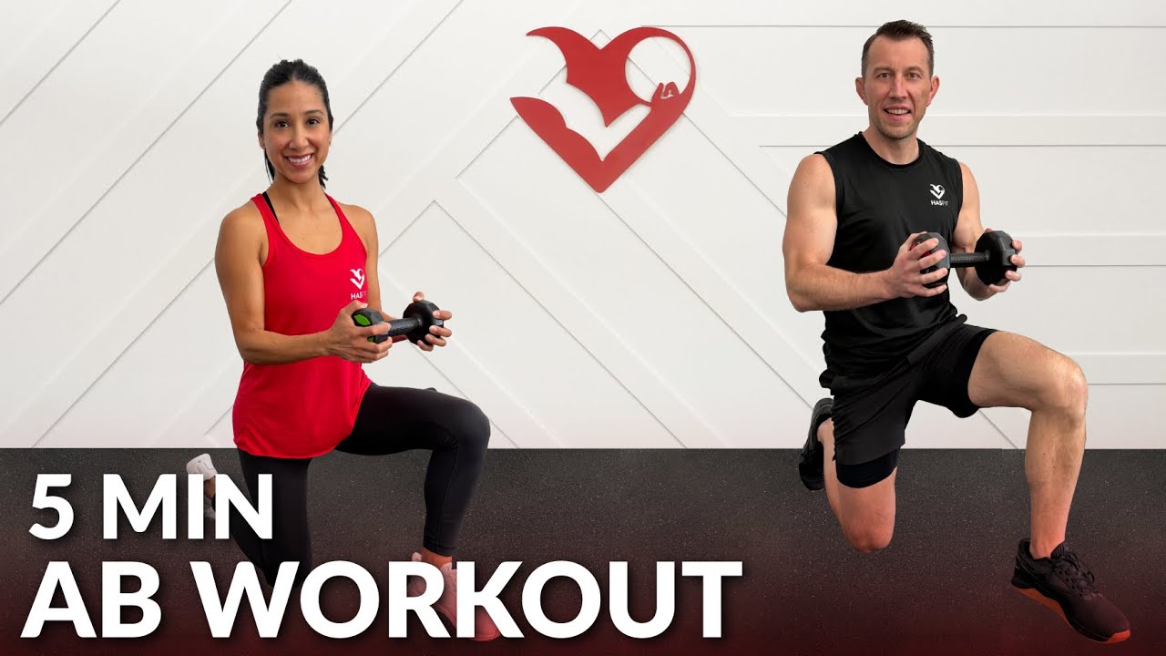 5 Minute Ab Workout at Home for Women & Men With Dumbbells or Without ...