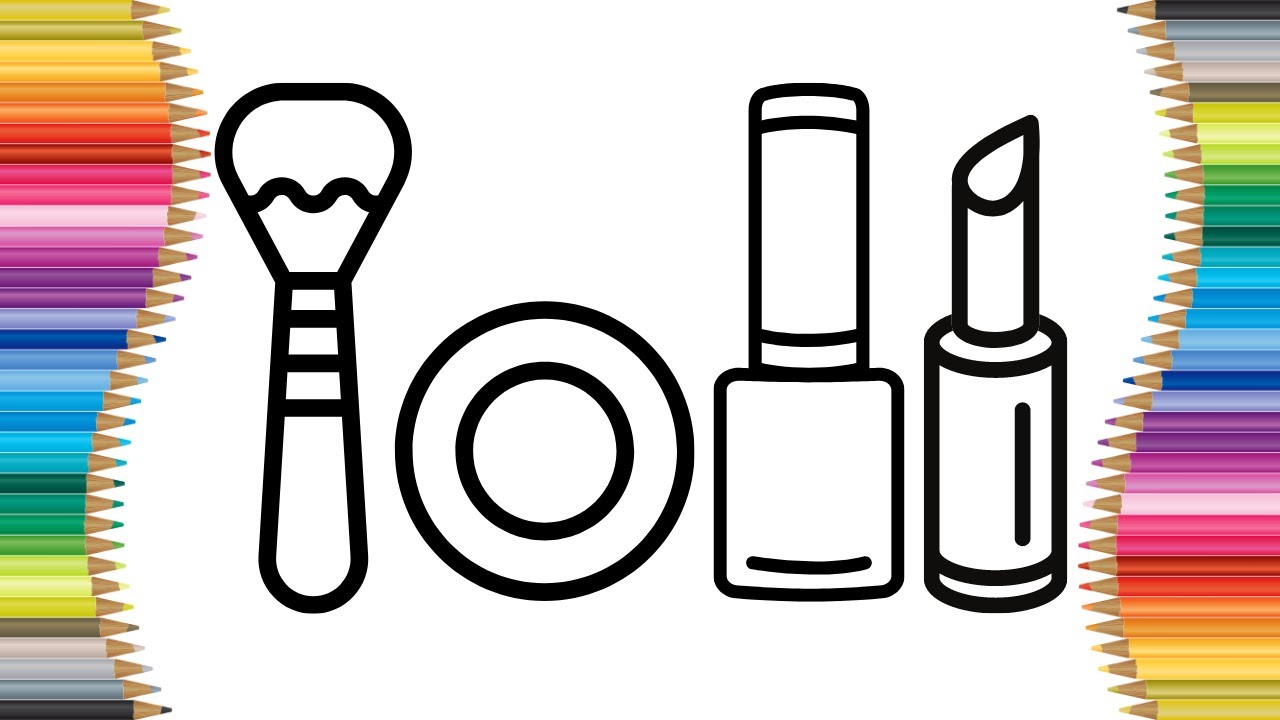 Makeup Kit Drawing and Coloring Simple GirlS ,Lipstick,blusher Drawing