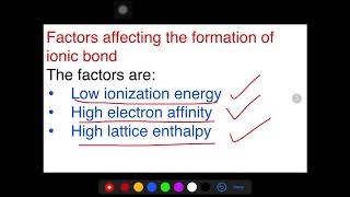 Factors Affecting Formation Of Ionic Bond Class 11
