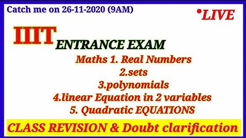 IIIT ENTRANCE EXAM REVISION with MOST EXPECTED CONCEPTS | MATHS | APIIITS