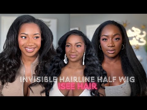 This is All Me! Natural Kinky Straight Half Wig Styled 3 ways ft. Isee hair