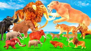 Woolly Mammoth Elephant Vs Sabertooth Tiger Prehistoric Mammals Vs Ark Survival Creatures Dinosaurs