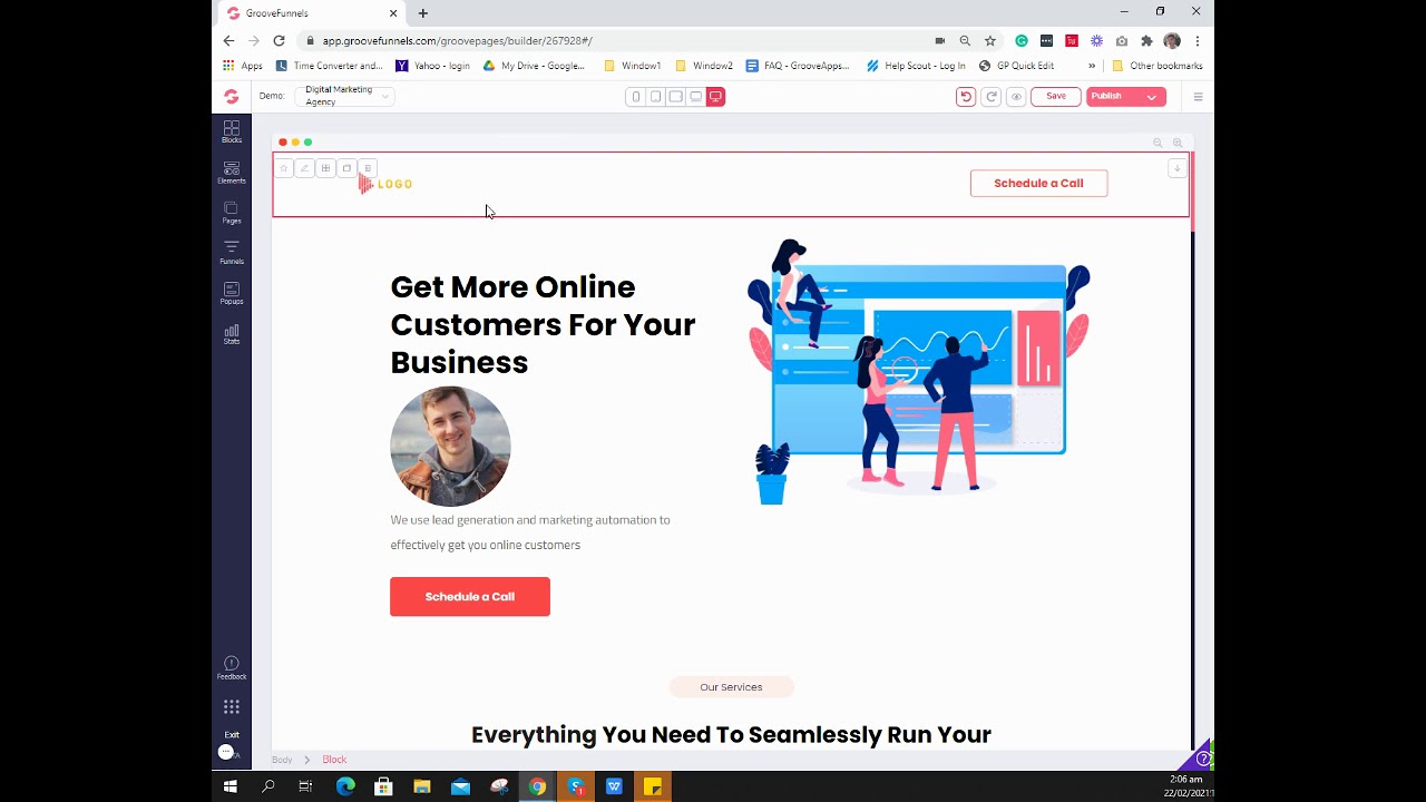 How to save block element (header, footer, contact form) in GroovePages