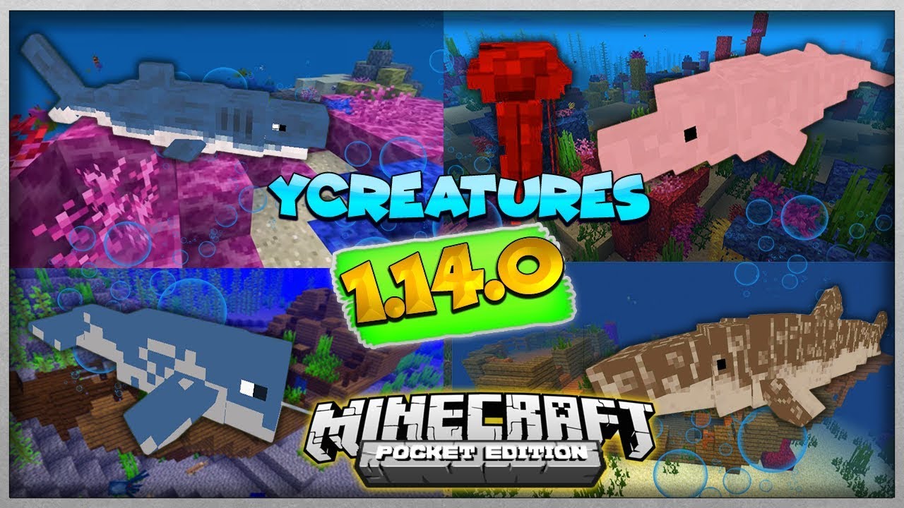 YCREATURES: BOTO-COR-DE-ROSA, BALEIA, TUBARÃO - TUTORIAL MINECRAFT ADDON POCKET EDITION 5# (PT BR)