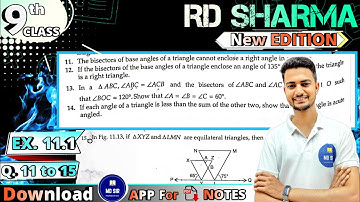 Ex 11.1 Q11 to Q15 | RD Sharma Class 9 | Chapter 11 Triangle and its Angles | CBSE | MD Sir 9