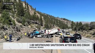 Tractor-trailer crash blocks westbound I-80 near Nevada state line