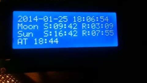 Arduino LCD time, sun & moon rise