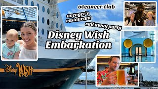 Disney Wish Cruise Vlog | Embarkation + Avenger&#39;s Restaurant, Sail Away Party, Oceaneer Club