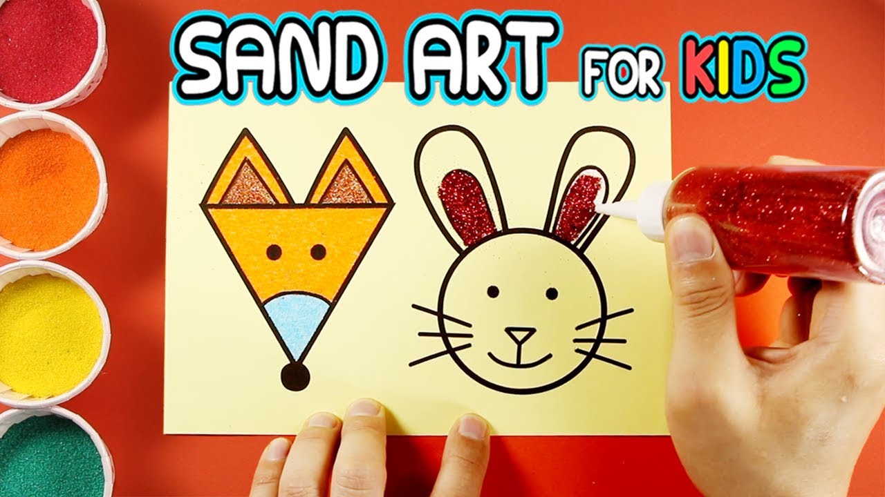 Fox and Rabbit Sand Painting Art for Kids | How to Make Sand Painting ...