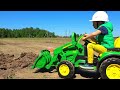 The Wheel fall off on Tractor Excavator Super Lev ride on Power wheel bulldozer and help Mom