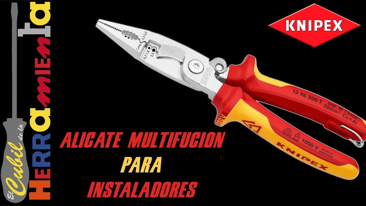 Knipex 13 96 200 Alicates para instalación eléctrica VDE probado con muelle  de apertura