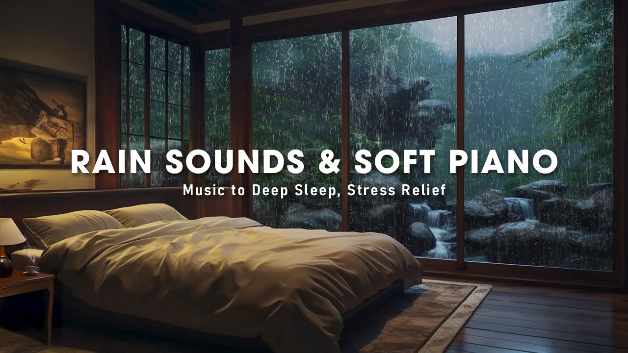 Relaxing Rain & Piano for Brain Fog Relief - Clear Thoughts in Warm Bedroom