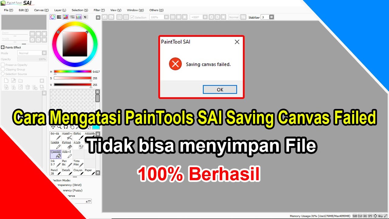 Cara Mengatasi PaintToolSAI [Saving Canvas Failed] Tidak bisa