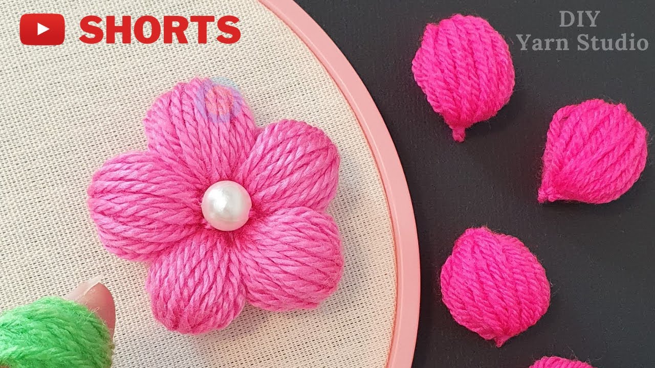Shorts Easy Woolen Flower Craft Ideas with Finger | Diy Flower Making Tricks | Handmade at Home