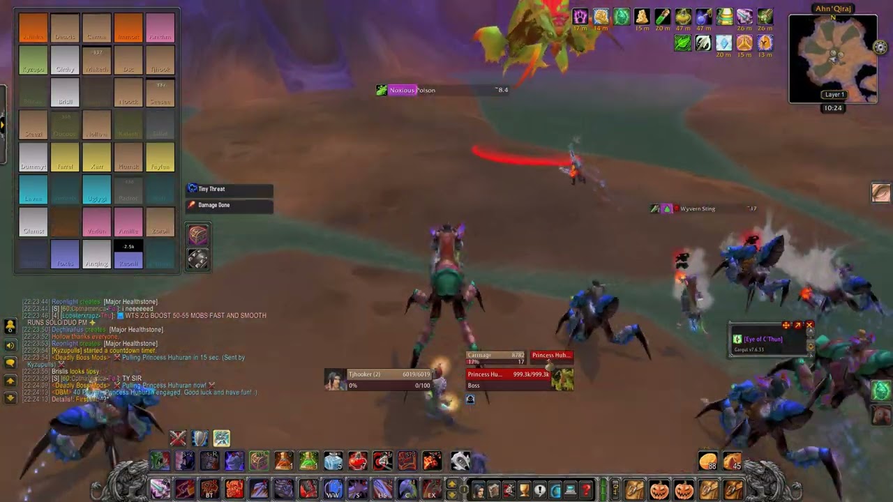 WoW Classic AQ40 (Princess Huhuran) INSANE WARRIOR DPS