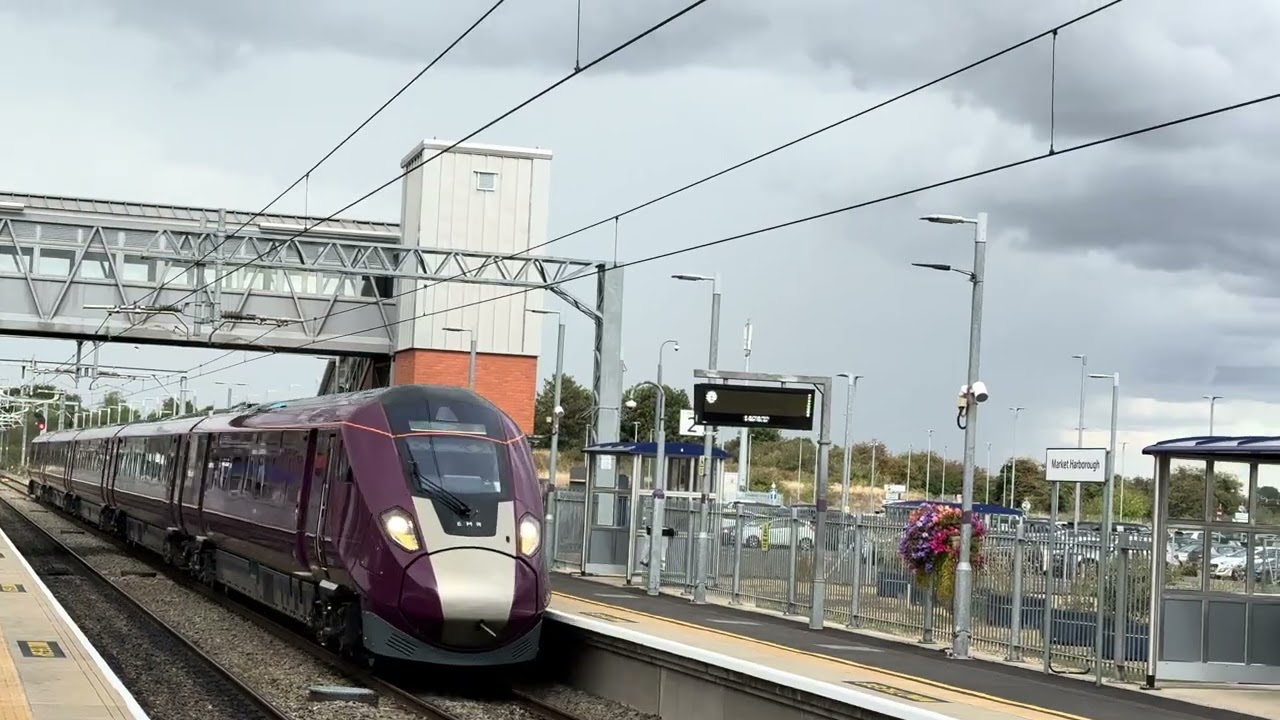 EMR Class 810 Aurora train in Electric mode at Market Harborough 