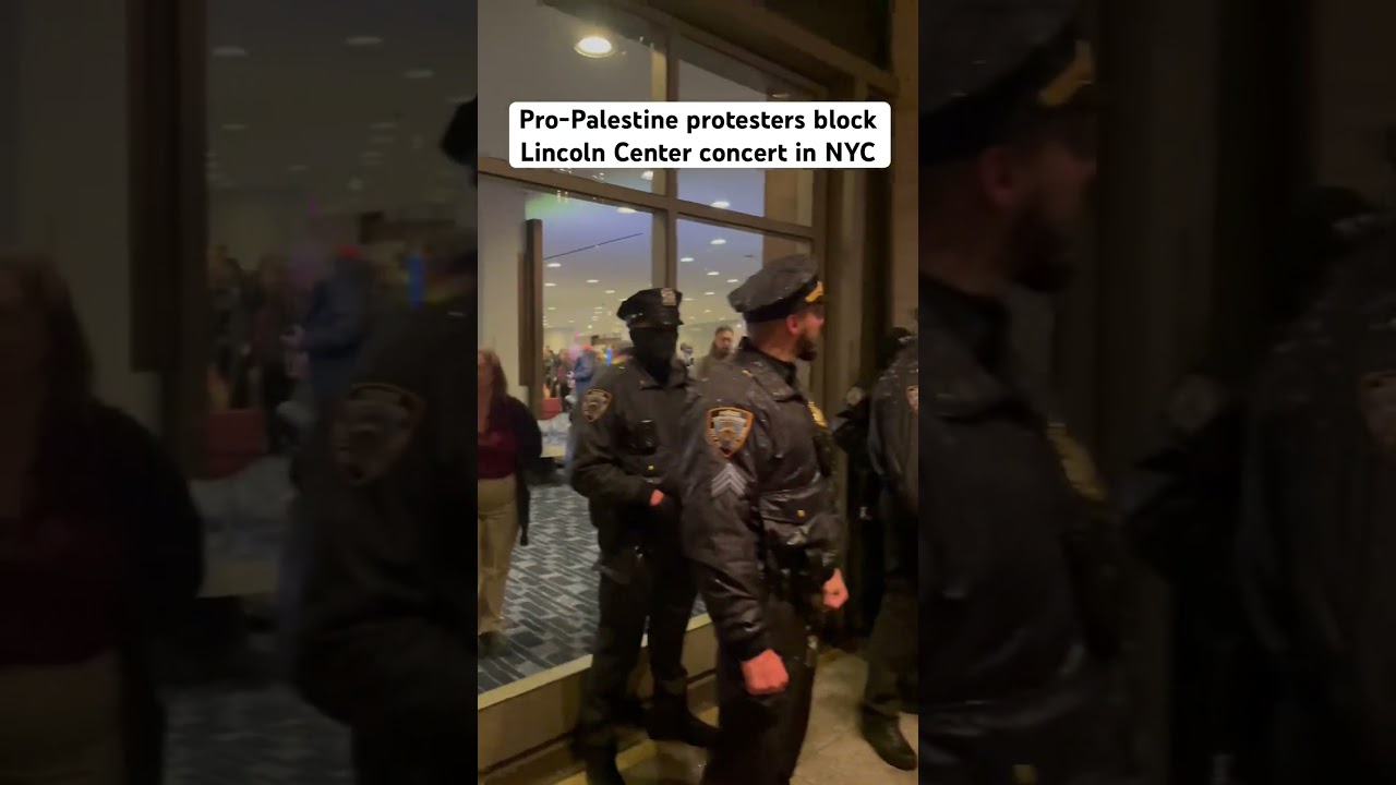 Pro-Palestine protesters have blocked the entrance to Lincoln Center in New York City 
