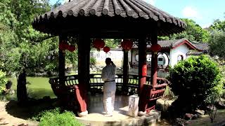 Годзю Рю каратэ-до. Geksai dai ichi kata in the Chinese park in Okinawa,2017. Sensei Aleksandr Grib