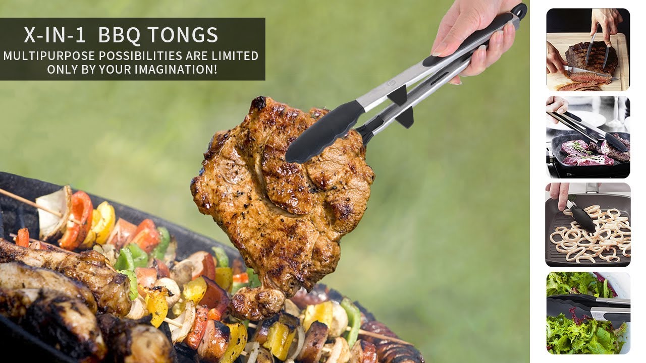 Ofargo Stainless Steel Kitchen Tongs with Silicone Tips and Stands