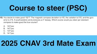 Course to steer (PSC) - USCG 2nd/3rd Mate Unlimited Tonnage Exam: Q117 Navigation Problems Oceans