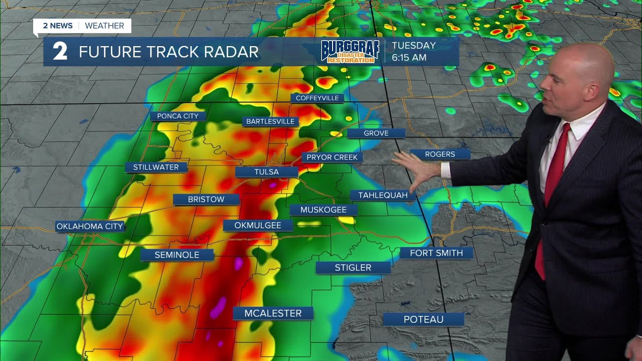 Strong to severe storms to move through early Tuesday - YouTube