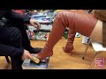 A long film of the whole process of wiping clean brown thigh boots 擦拭大腿靴-过膝靴Полировка сапог до бедра