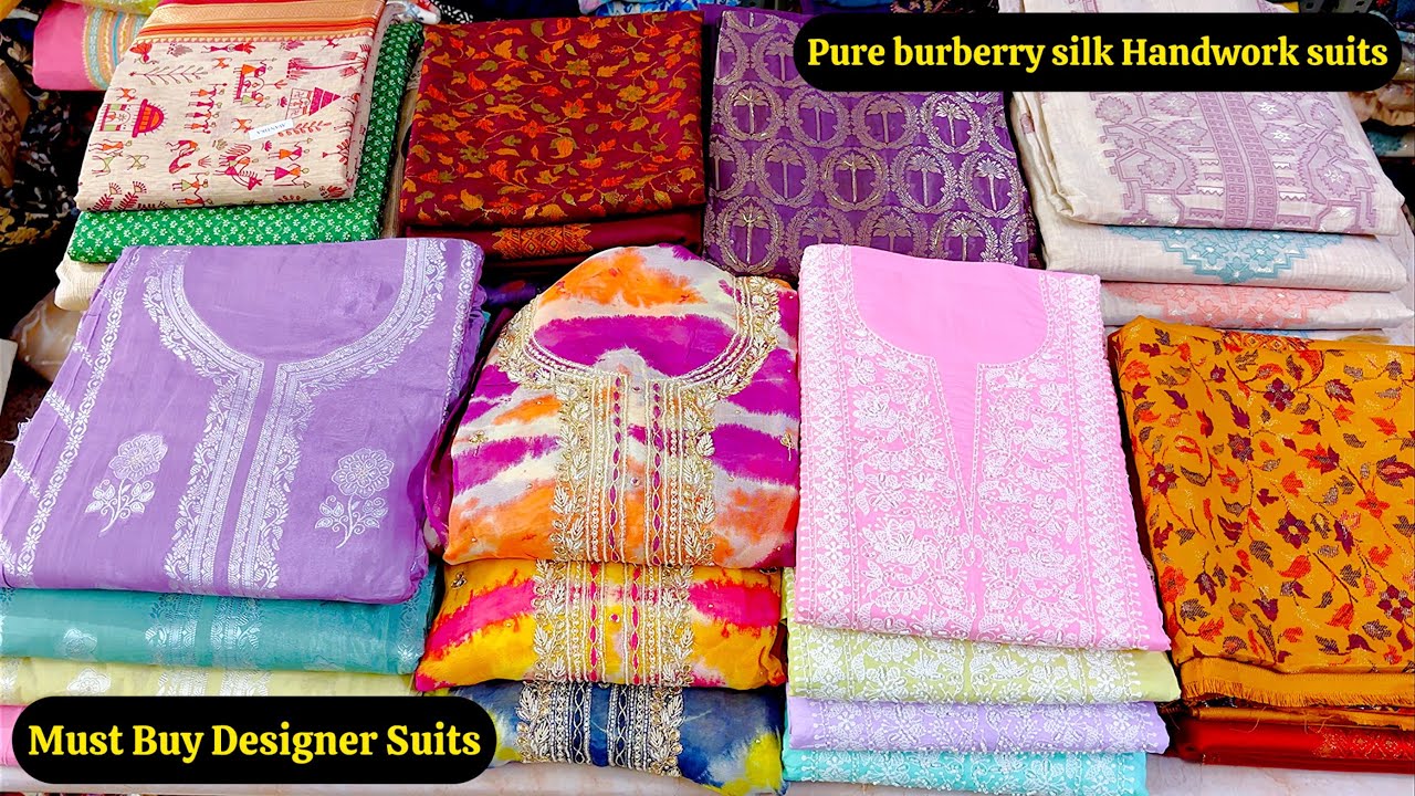 Pure burberry silk suits🌹Jamawar Kashmiri kani suits🌹Cotton Lucknawi suits🌹Jamdani jamawar suits🌹