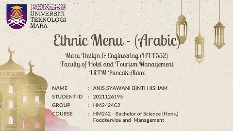 HTF552 (Menu Design and Engineering) - Individual Assignment