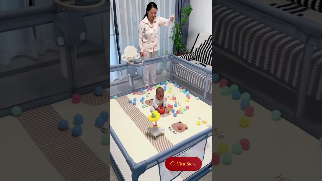 150X180CM Large Baby Playpen Fence for Toddlers | Baby Playard with Zipper Lock & Corner Protection