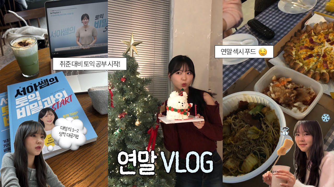 Vlog. 학점 공개하고 토익 공부하는 대학생 연말 브이로그 | 대망의 3-2 학점 공개..!! | 연말 파티에서 환연 보기 | 예비 취준생 토익 공부 시작 😂 | 허동글